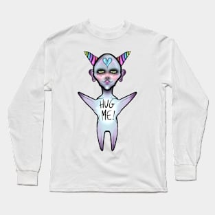 Cute Creature Unicorn Marshmallow- HUG ME! Long Sleeve T-Shirt